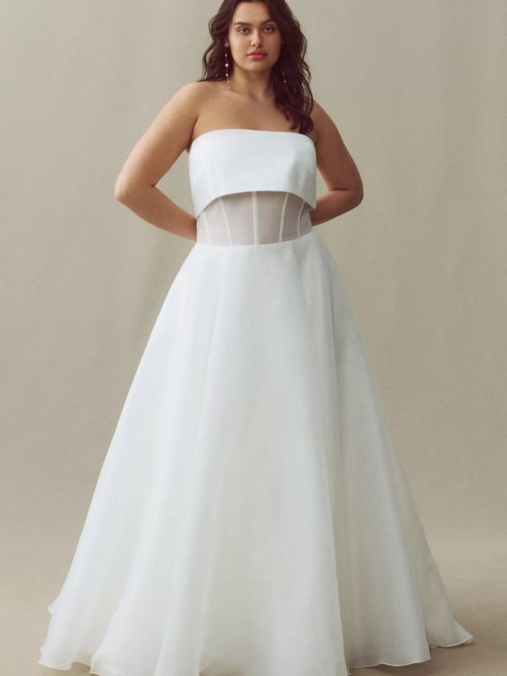 Wtoo by Watters Lilibet Strapless Wedding Gown Size 16W NEW Organza
